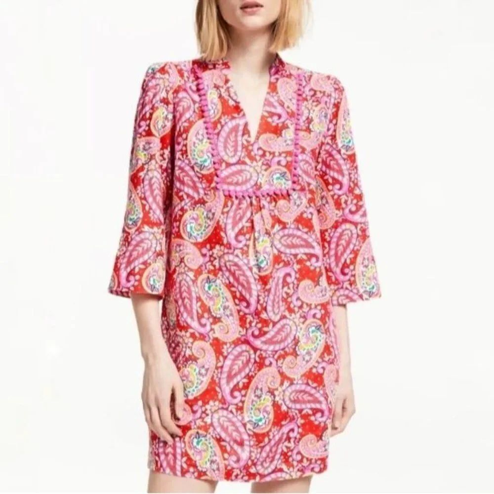 Boden Evangeline 100% Linen Paisley Dress Tunic Size 8P